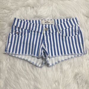 Hollister Women’s Blue & White Stripe Low Rise Denim Short Size 1 W25